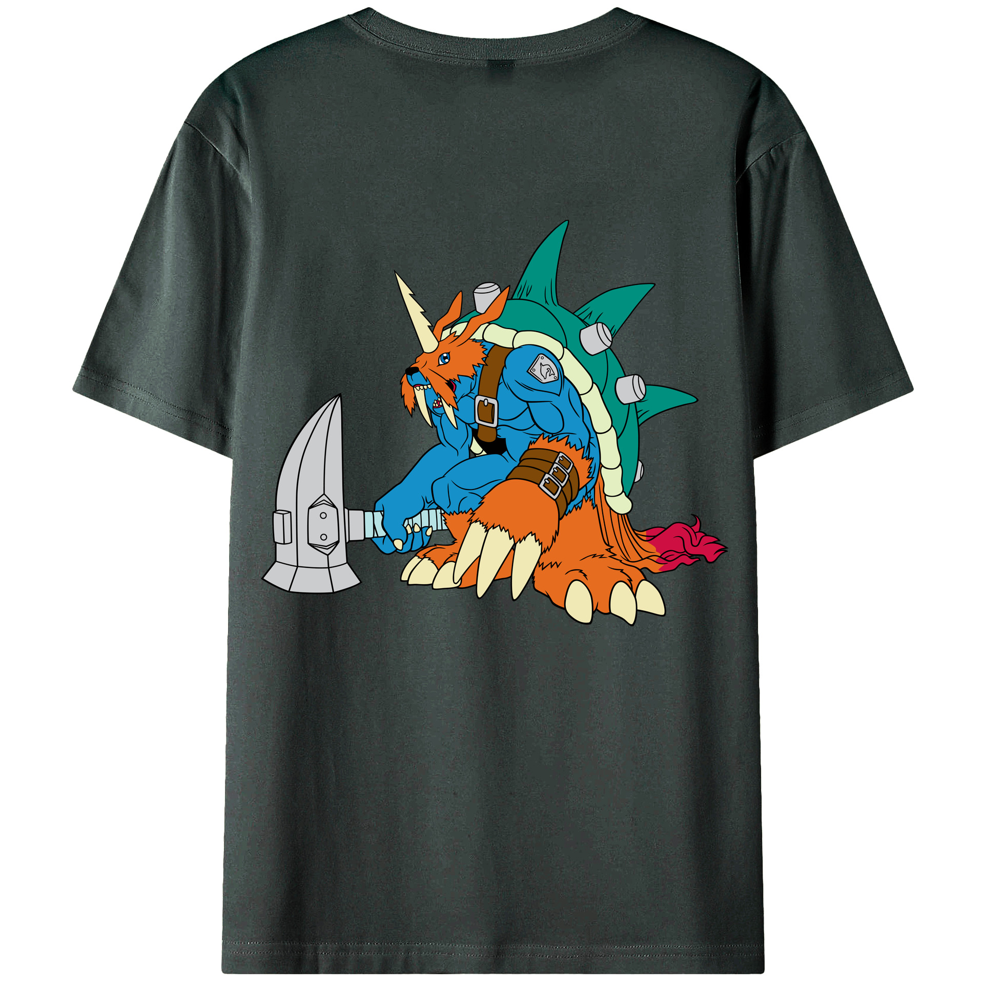 （画像用） Digimon デジタルモンスター/デジモン 綿100％ メンズ半袖Tシャツ（バックプリント） 通気性